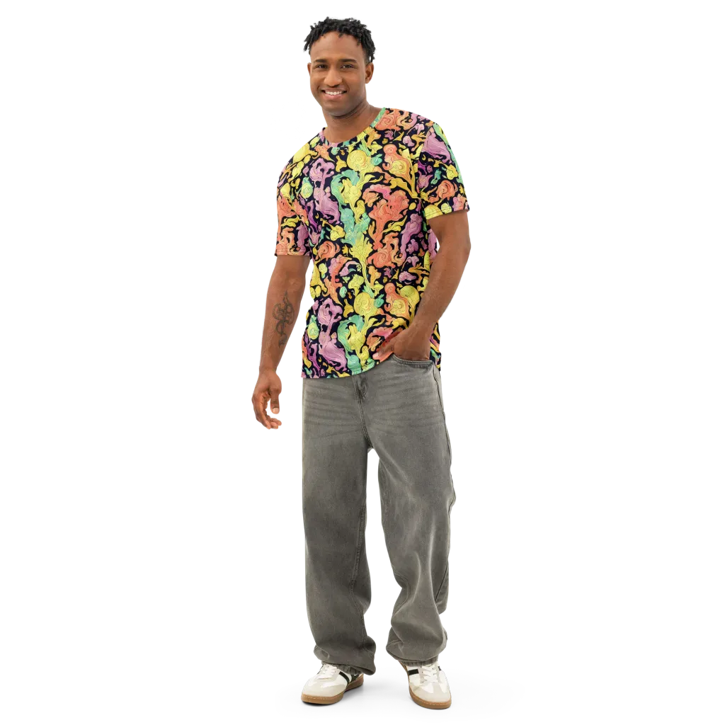 Chromatic Bloom on Men's Cotton Crew Neck T-Shirt — Front