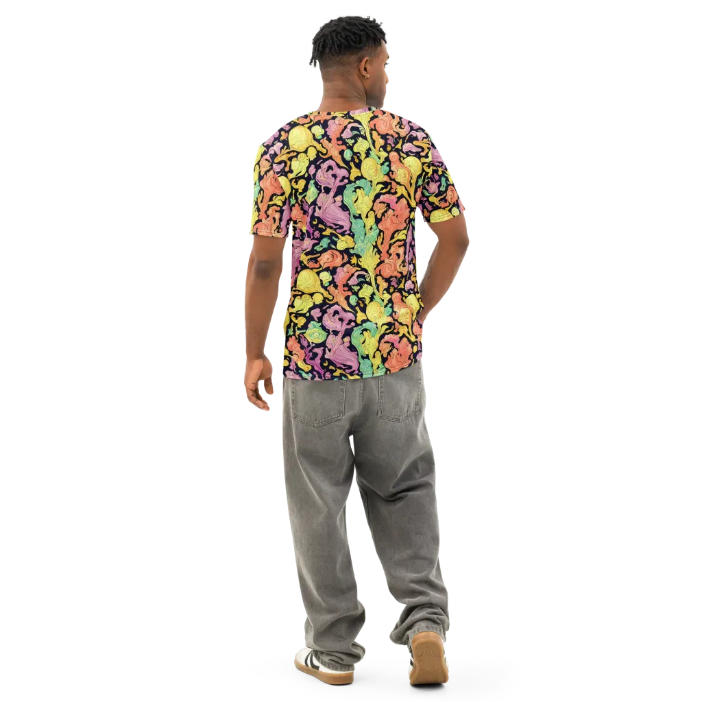Chromatic Bloom on Men's Cotton Crew Neck T-Shirt — Back