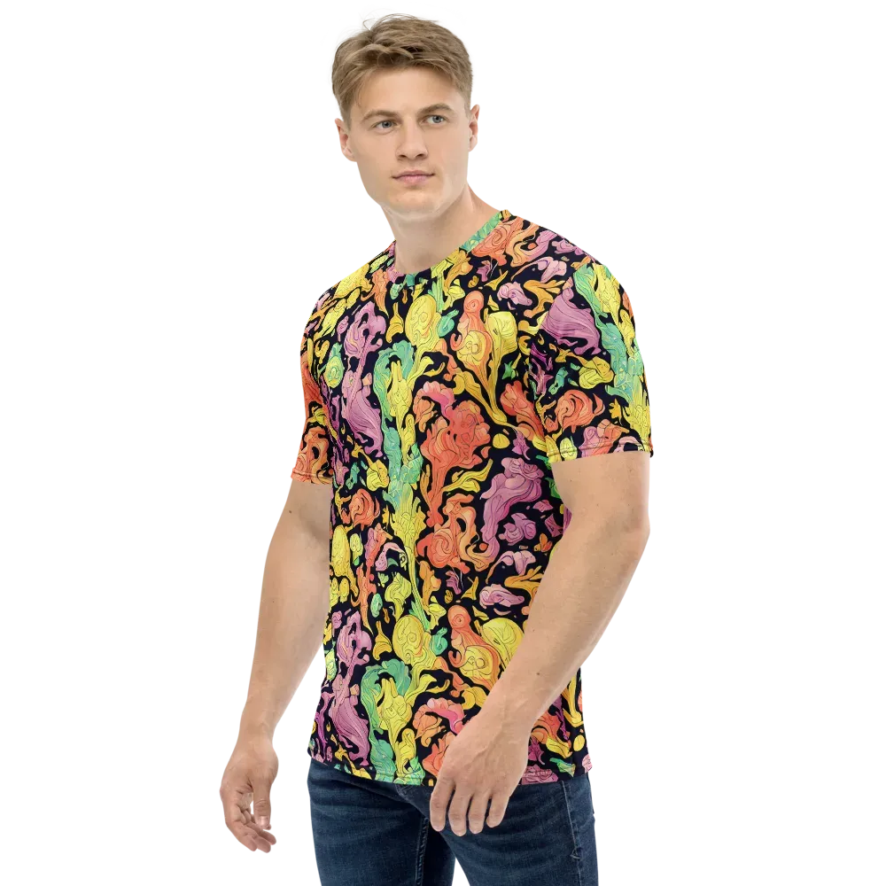 Chromatic Bloom on Men's Crew Neck T-Shirt — Left