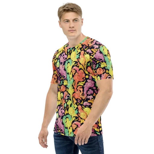 Chromatic Bloom on a Men's Crew Neck T-Shirt