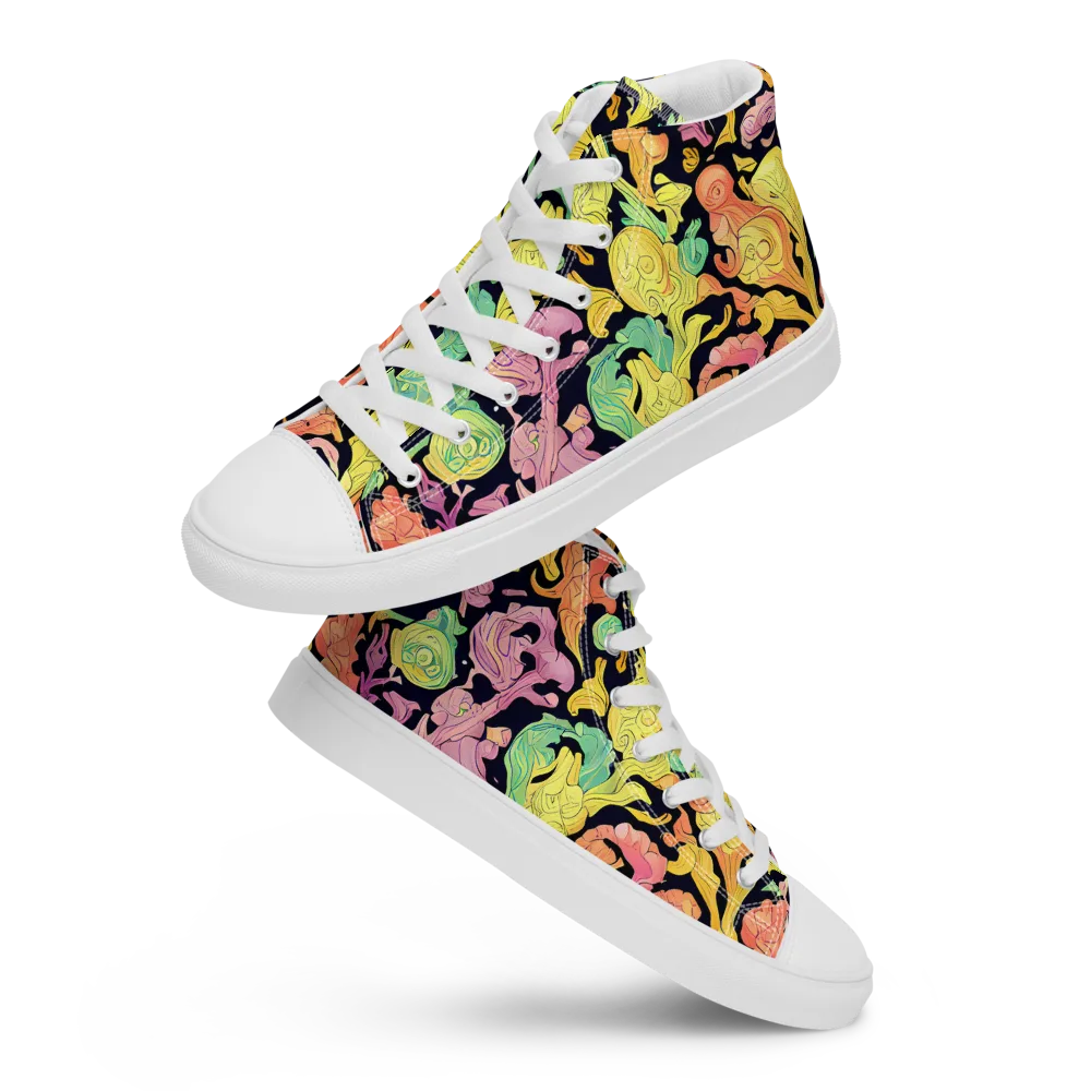 Chromatic Bloom on Men's High Top Canvas Shoes — Front