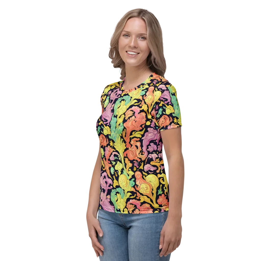 Chromatic Bloom on Women's Crew Neck T-Shirt — Left