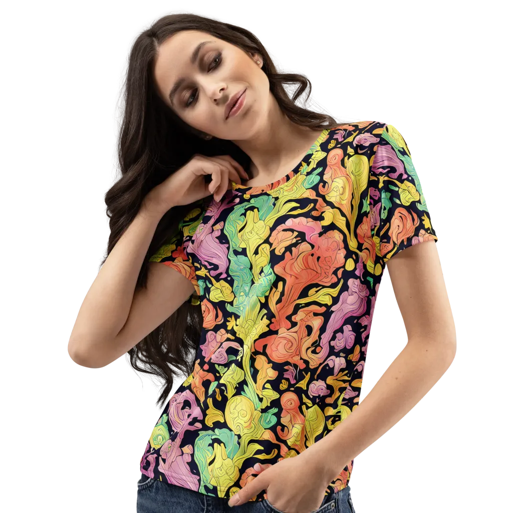 Chromatic Bloom on Women's Crew Neck T-Shirt — Left Front