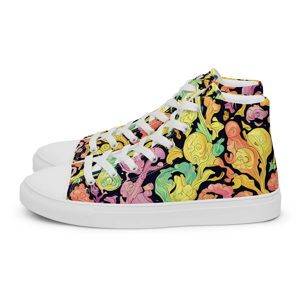 Chromatic Bloom on Women's High Top Canvas Shoes — Left