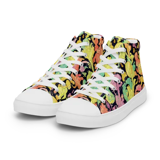 Chromatic Bloom on a Women's High Top Canvas Shoes