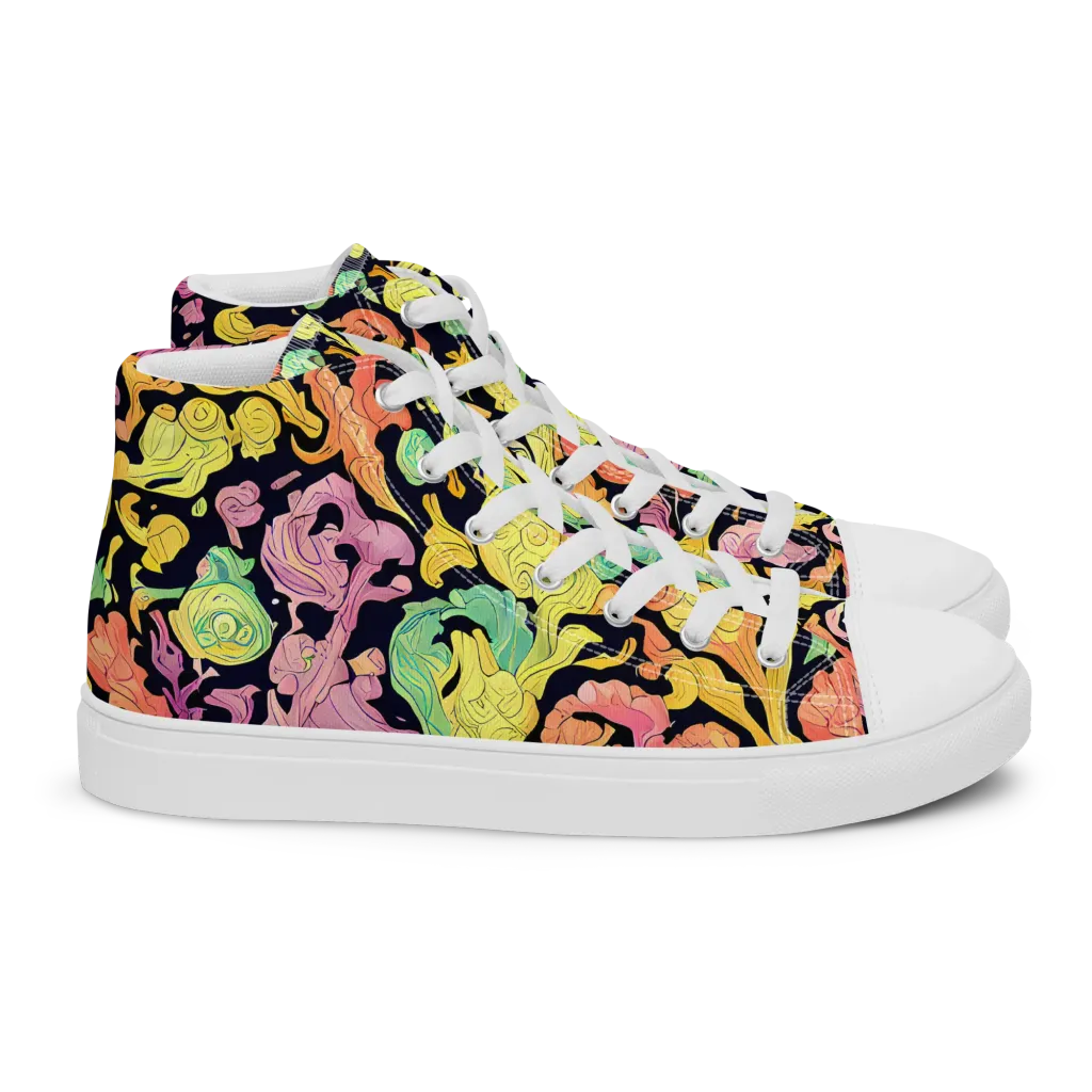 Chromatic Bloom on Women's High Top Canvas Shoes — Right