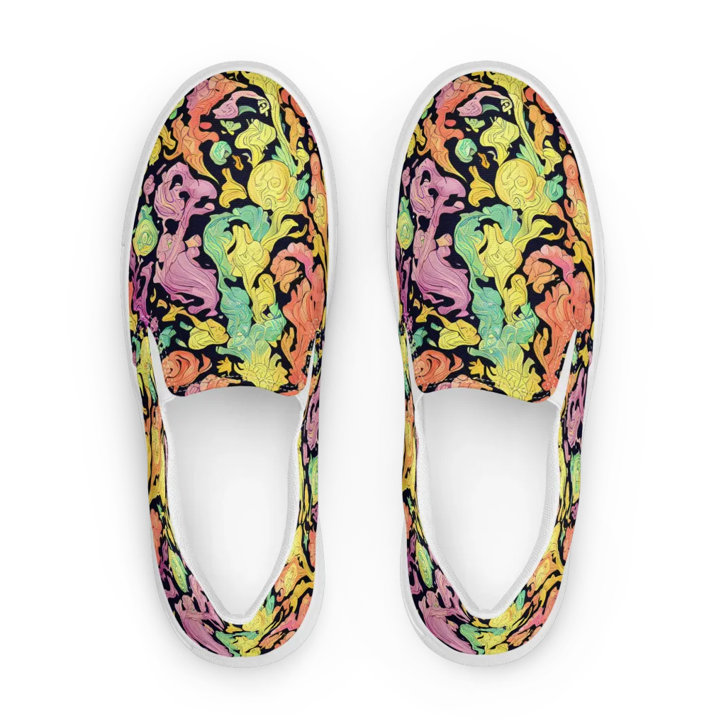 Chromatic Bloom on Men's Slip-On Canvas Shoes — Front