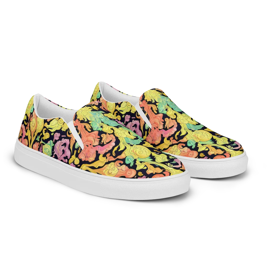 Chromatic Bloom on Men's Slip-On Canvas Shoes — Right Front