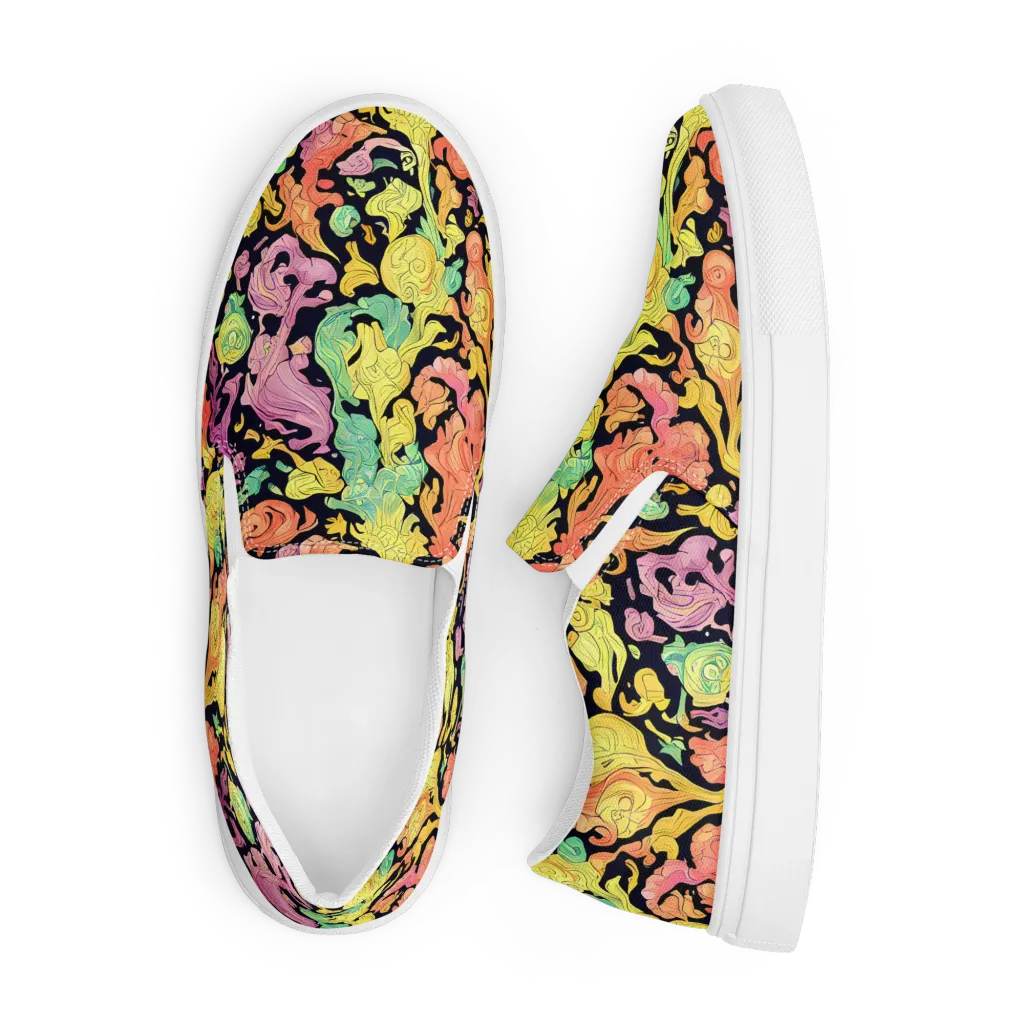 Chromatic Bloom on Men's Slip-On Canvas Shoes — Front