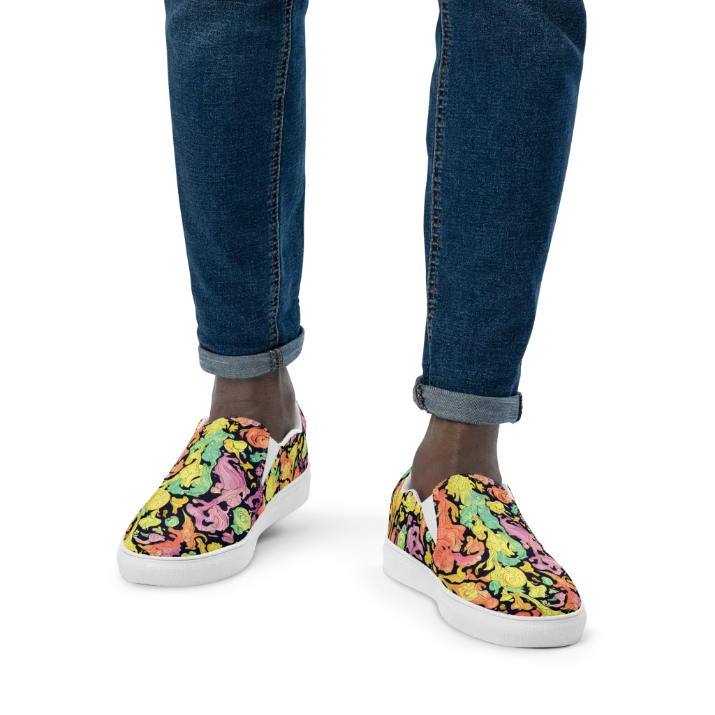 Chromatic Bloom on Men's Slip-On Canvas Shoes — Front