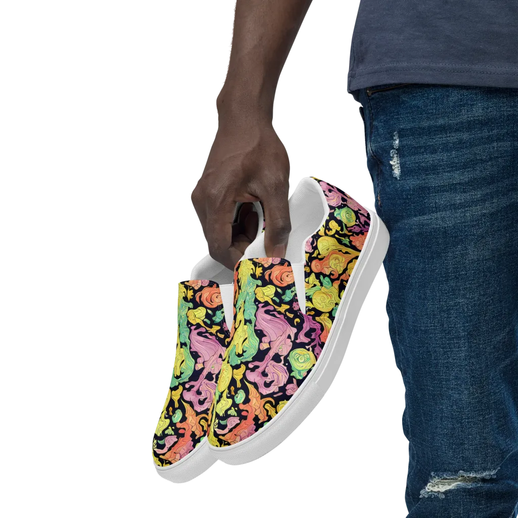 Chromatic Bloom on Men's Slip-On Canvas Shoes — Left Front