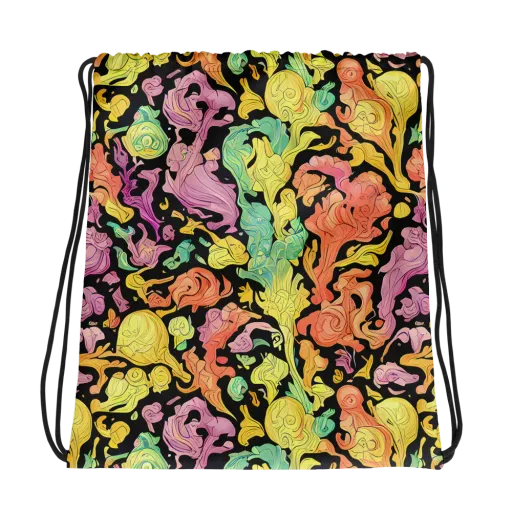 Chromatic Bloom on a Drawstring Bag