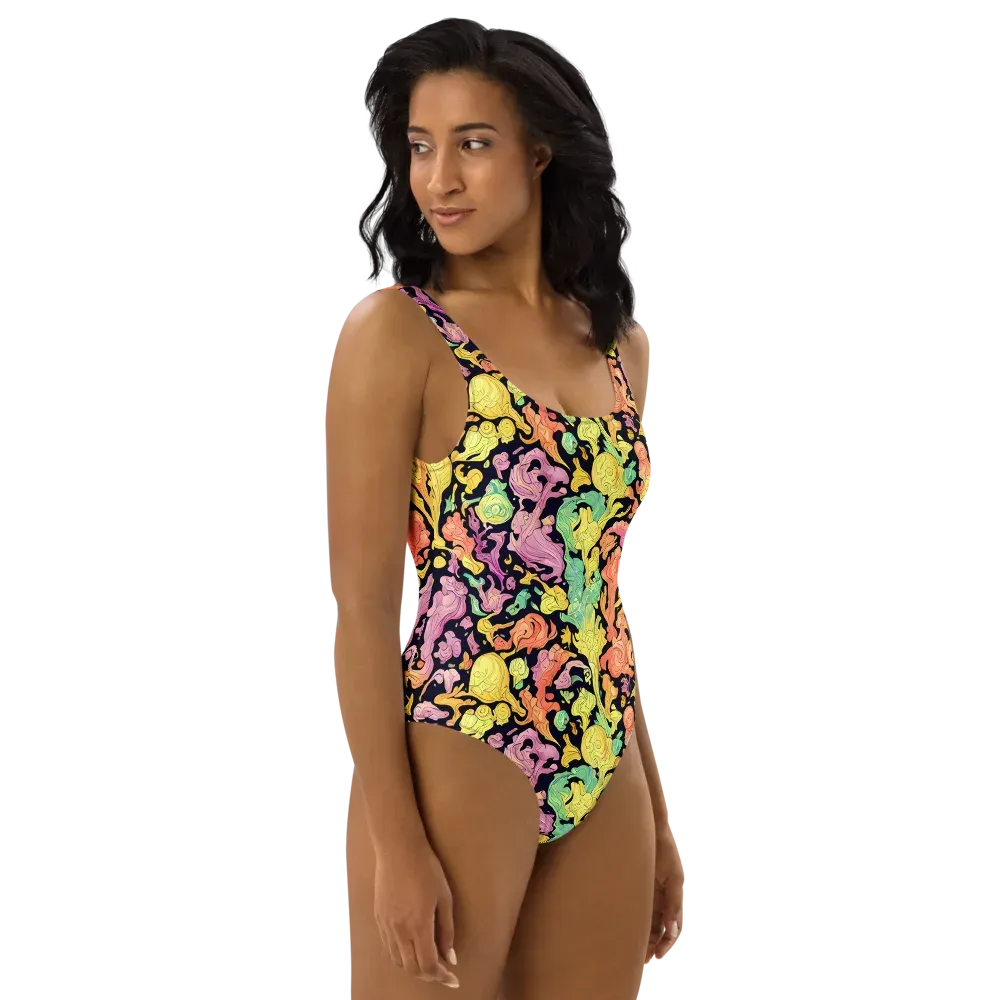 Chromatic Bloom on One-Piece Swimsuit — Right