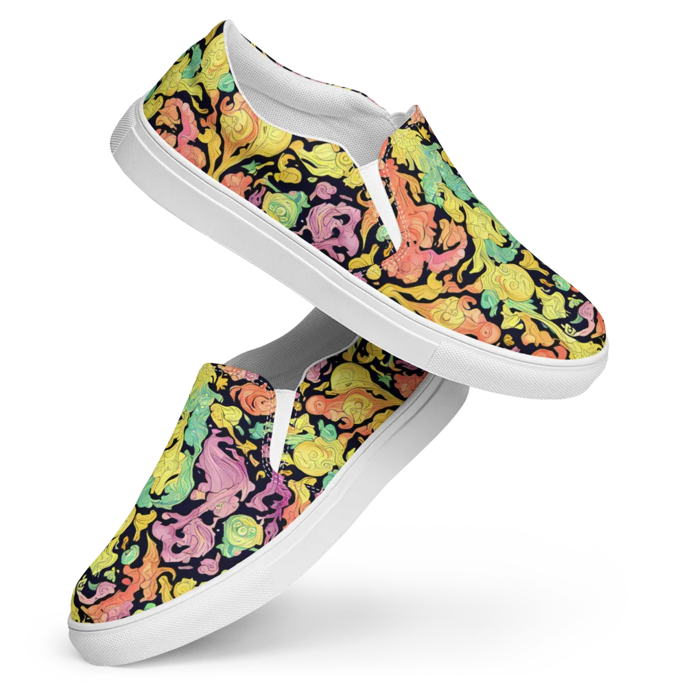 Chromatic Bloom on Women's Slip-On Canvas Shoes — Front