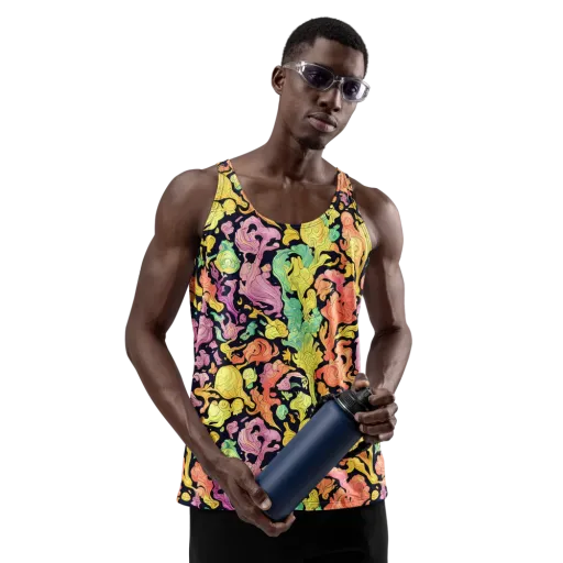 Chromatic Bloom on a Men's Tank Top