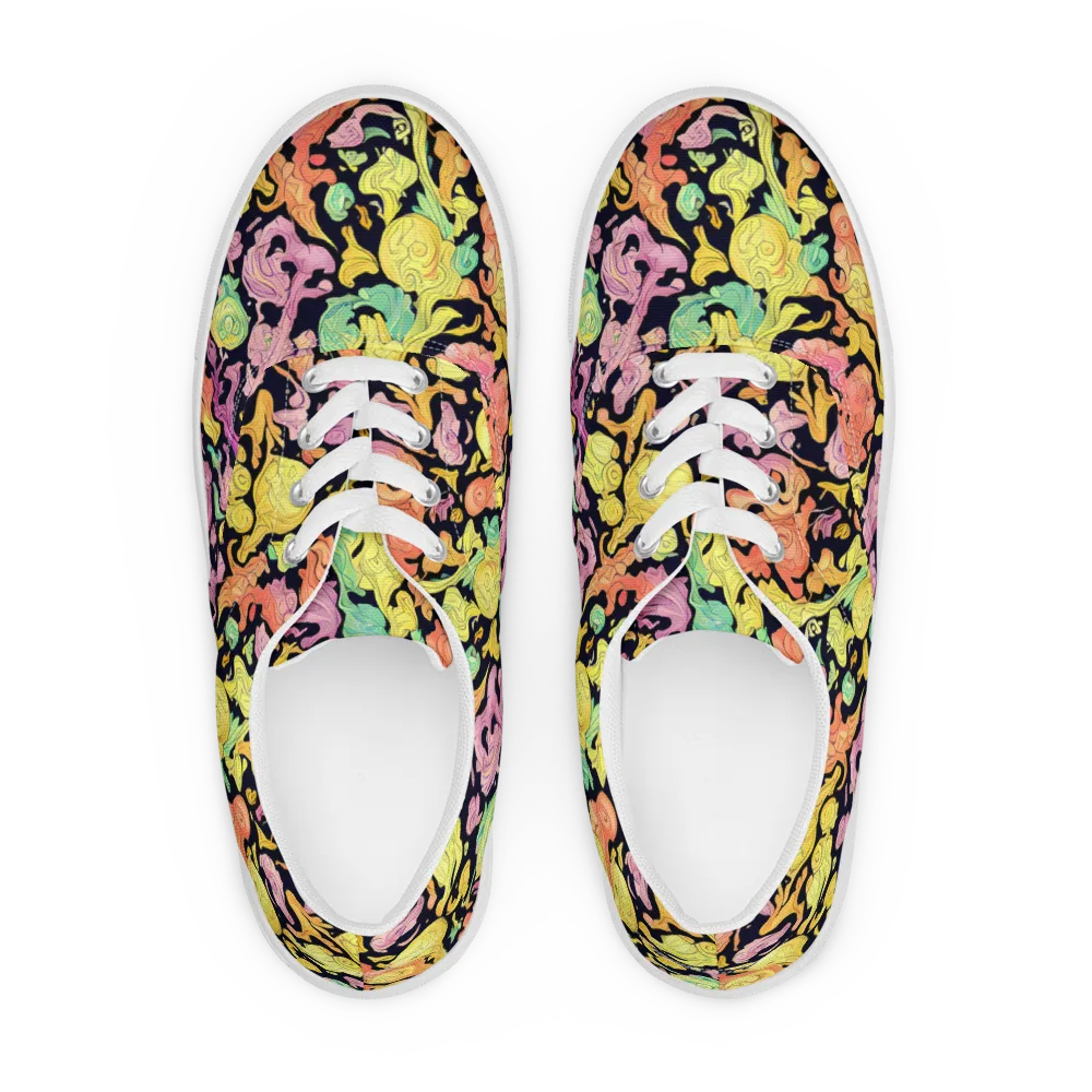 Chromatic Bloom on Men's Lace-Up Canvas Shoes — Front