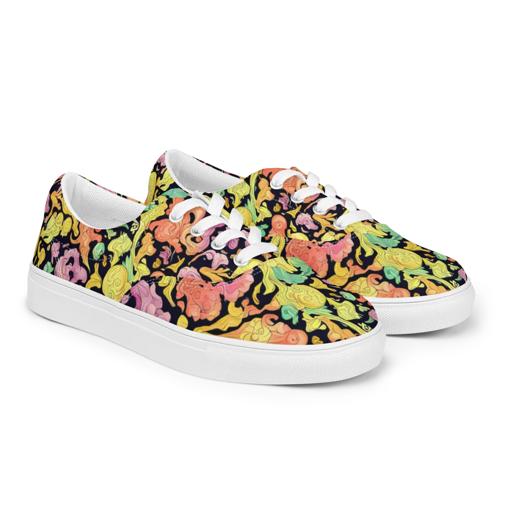 Chromatic Bloom on Men's Lace-Up Canvas Shoes — Right Front