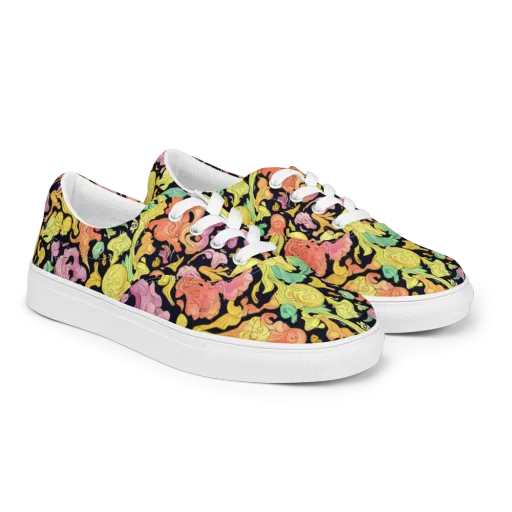 Chromatic Bloom on a Men's Lace-Up Canvas Shoes