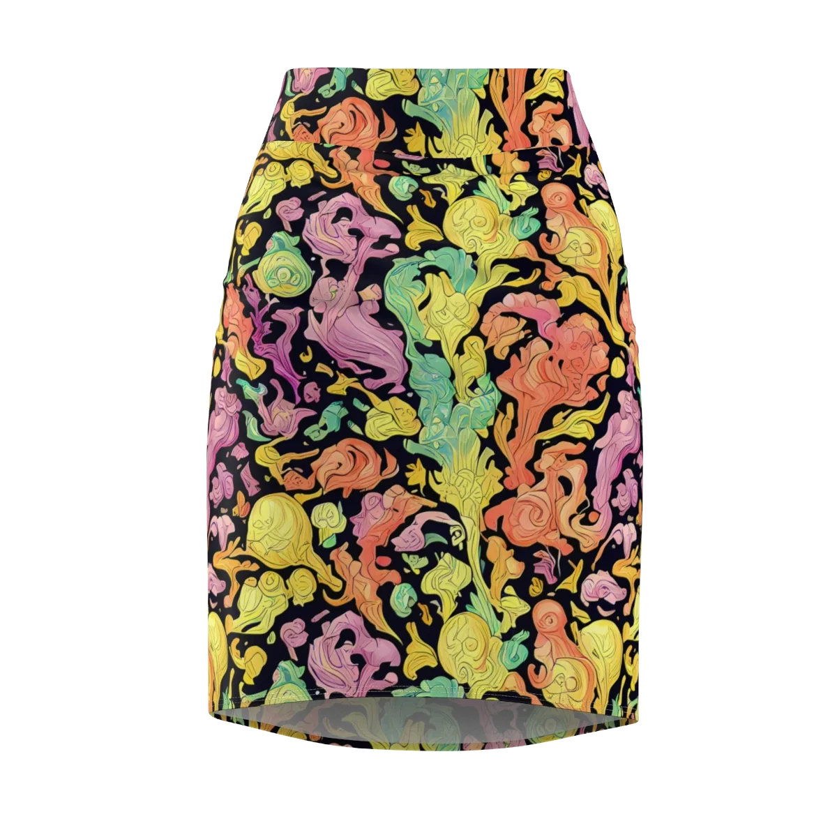 Chromatic Bloom on Pencil Skirt — Front