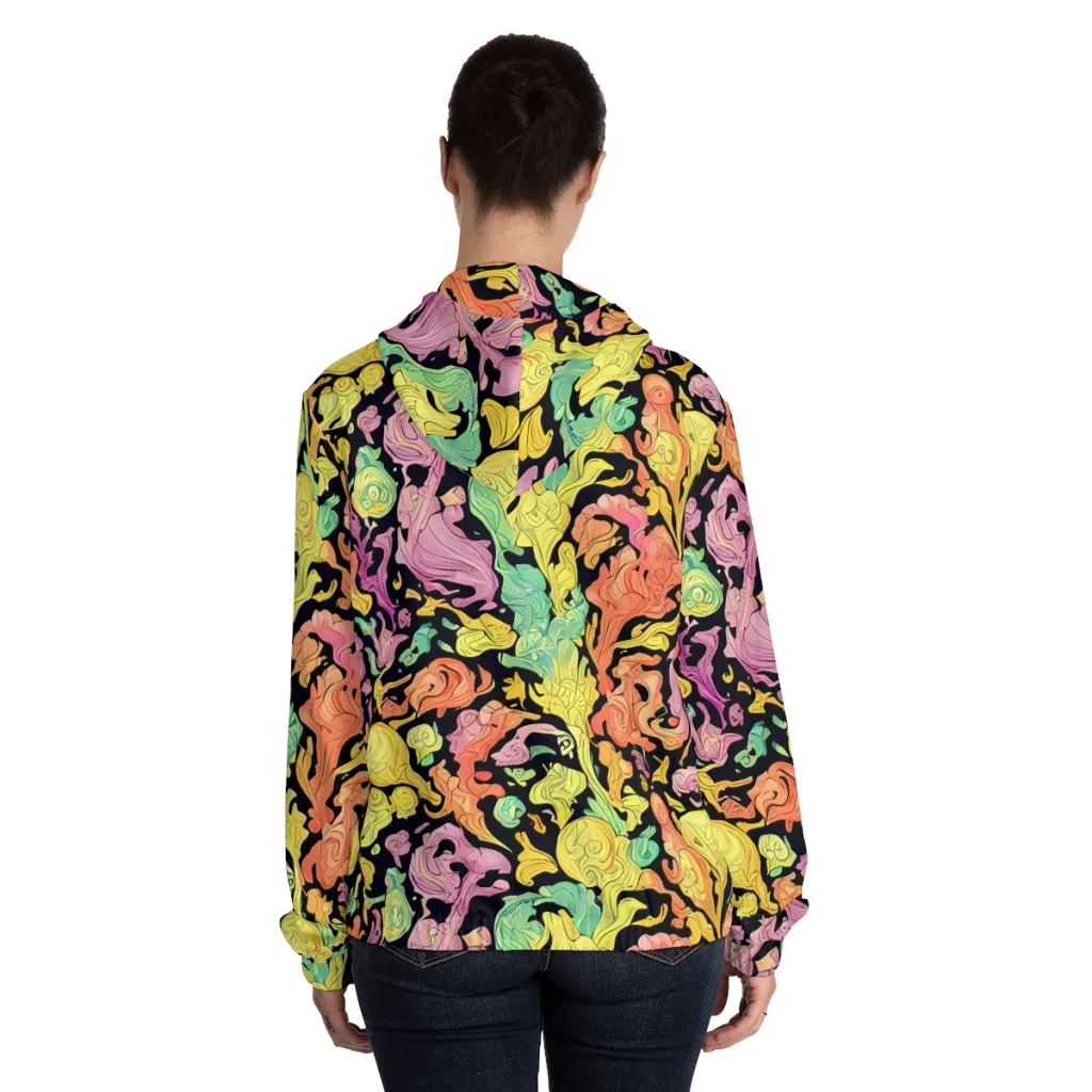 Chromatic Bloom on Women's Full-Zip Hoodie — Back On Person