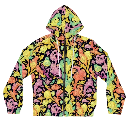 Chromatic Bloom on a Women's Full-Zip Hoodie
