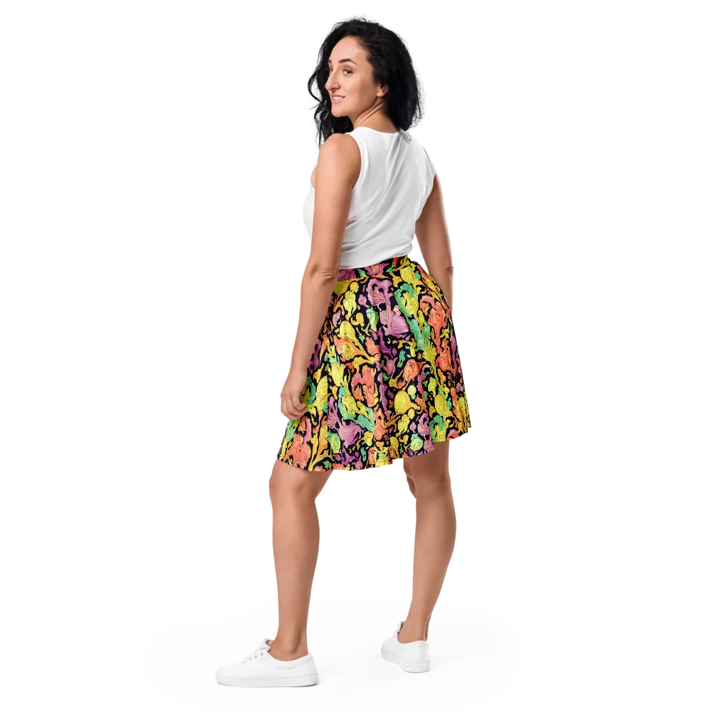 Chromatic Bloom on Skater Skirt — Back