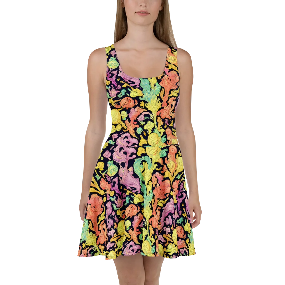 Chromatic Bloom on Skater Dress — Front