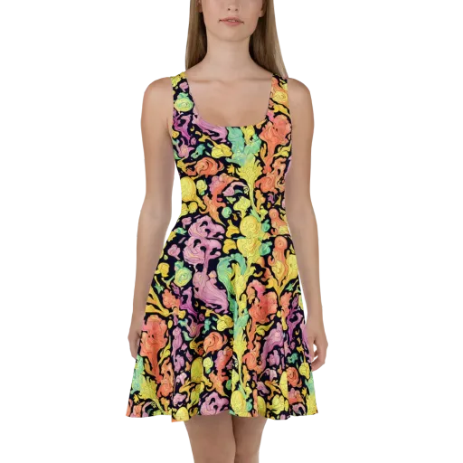 Chromatic Bloom on a Skater Dress