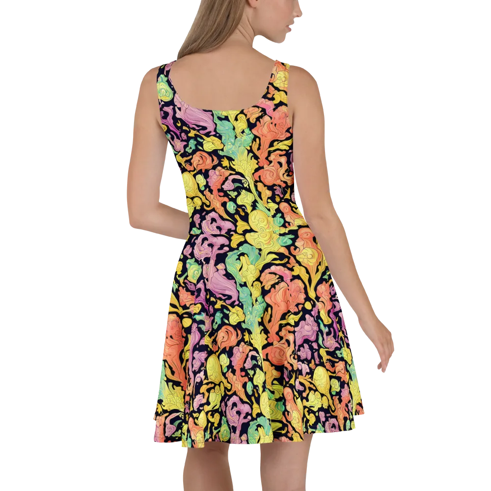 Chromatic Bloom on Skater Dress — Back