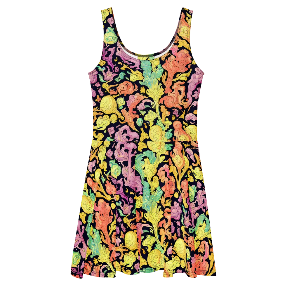 Chromatic Bloom on Skater Dress — Front