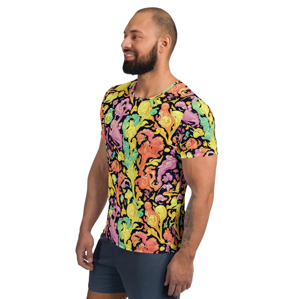 Chromatic Bloom on Men's Athletic T-Shirt — Left