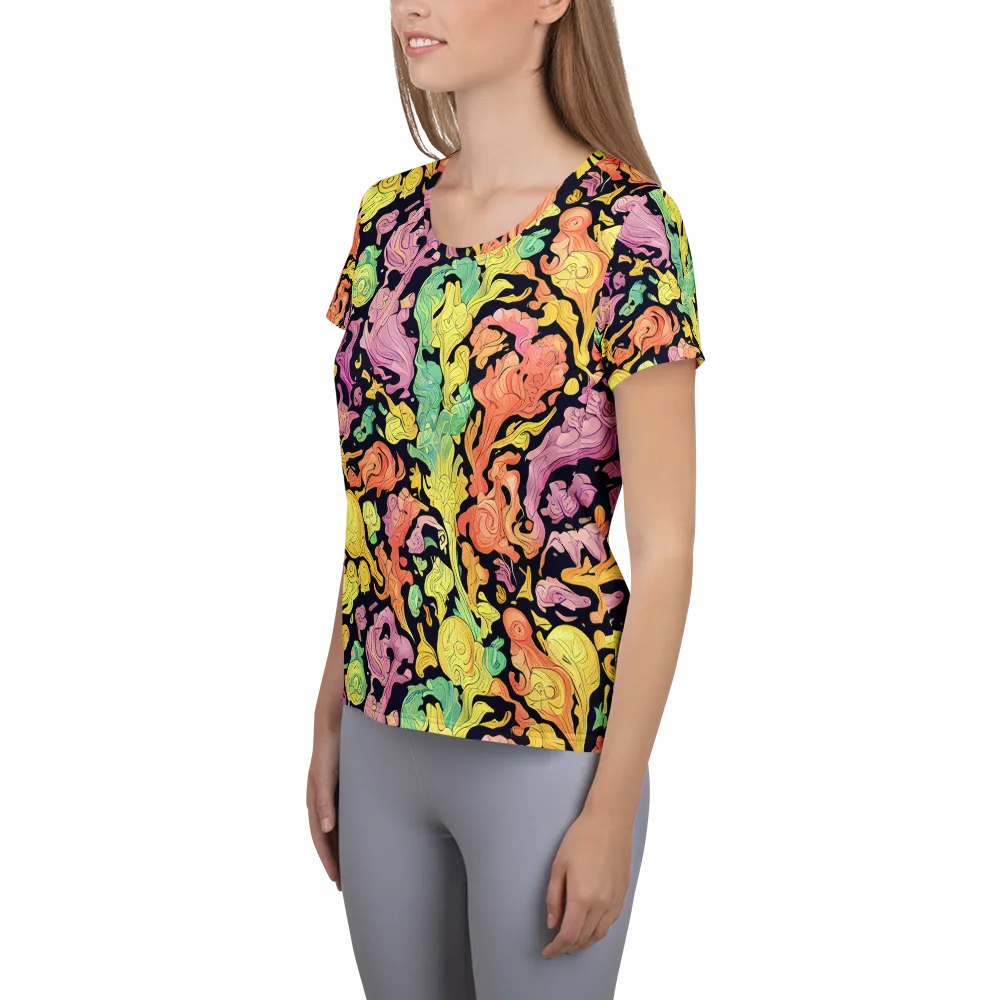 Chromatic Bloom on Women's Athletic T-Shirt — Left