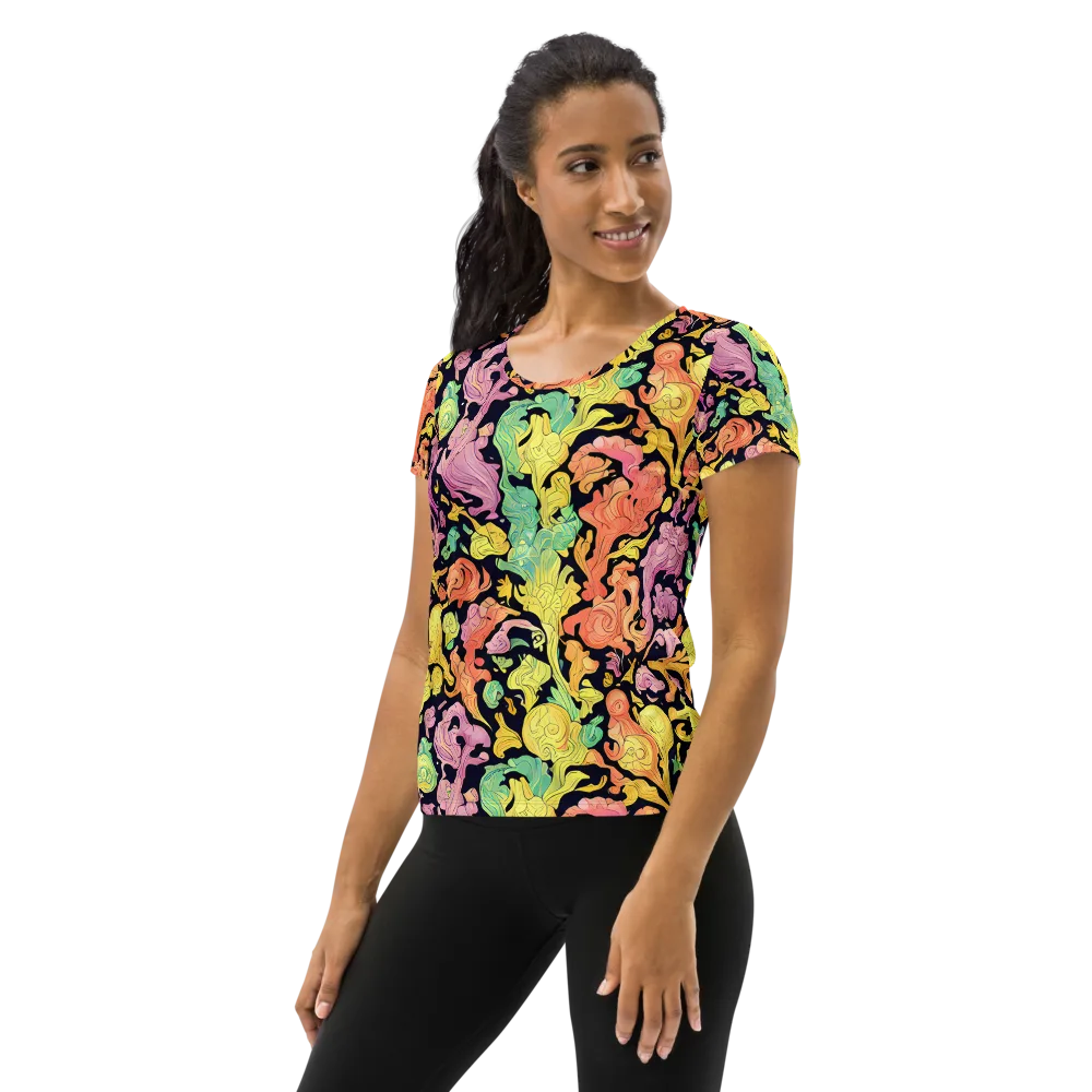 Chromatic Bloom on Women's Athletic T-Shirt — Left