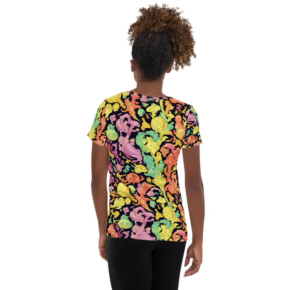 Chromatic Bloom on Women's Athletic T-Shirt — Back