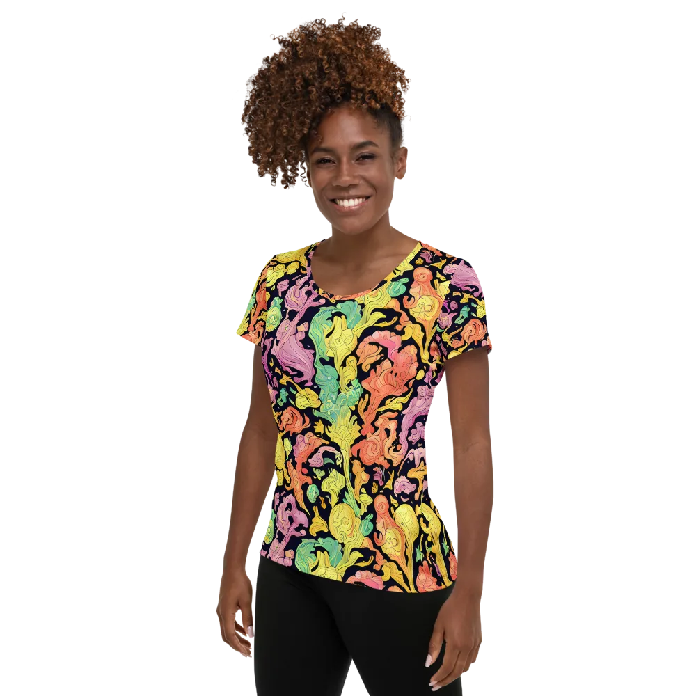 Chromatic Bloom on Women's Athletic T-Shirt — Left