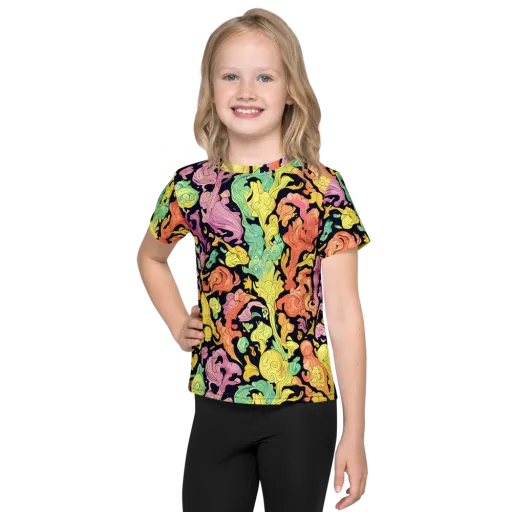 Chromatic Bloom on a Kids Crew Neck T-Shirt