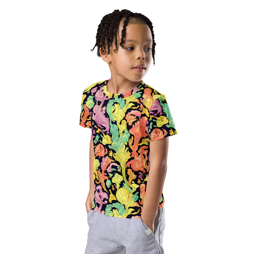Chromatic Bloom on Kids Crew Neck T-Shirt — Left Front