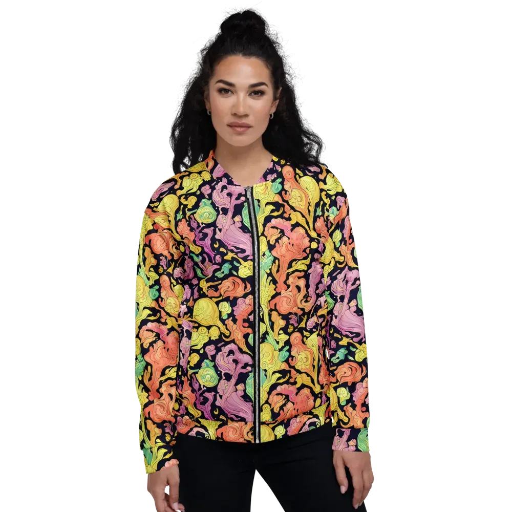 Chromatic Bloom on Bomber Jacket — Front