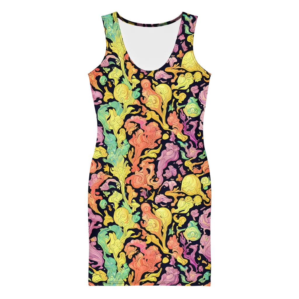 Chromatic Bloom on Bodycon Dress — Front