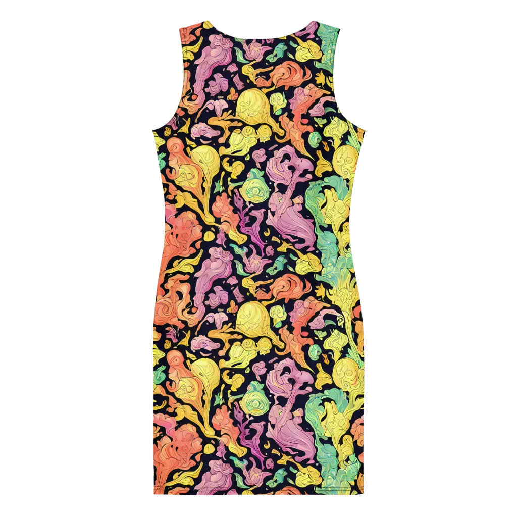 Chromatic Bloom on Bodycon Dress — Back