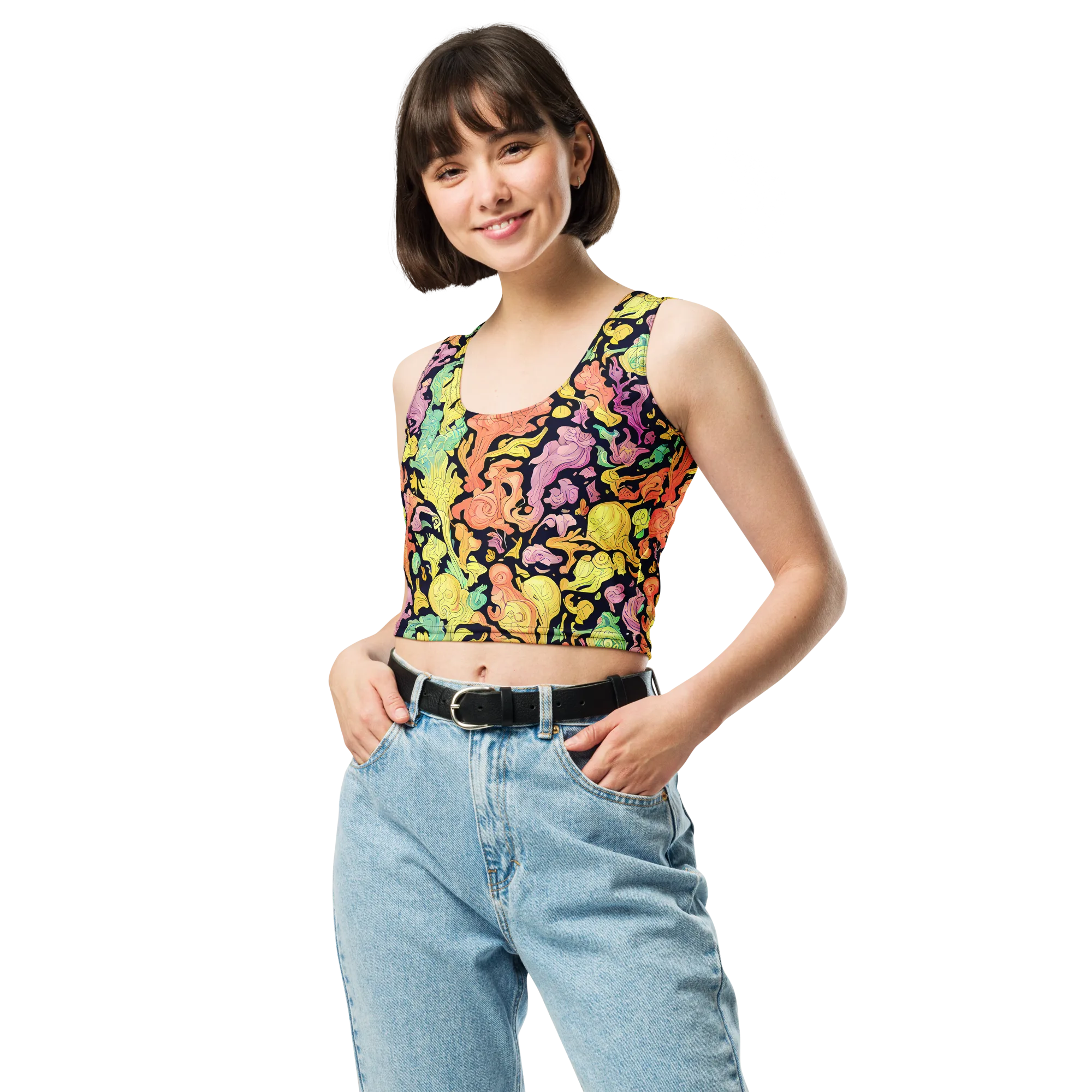 Chromatic Bloom on Crop Top — Front