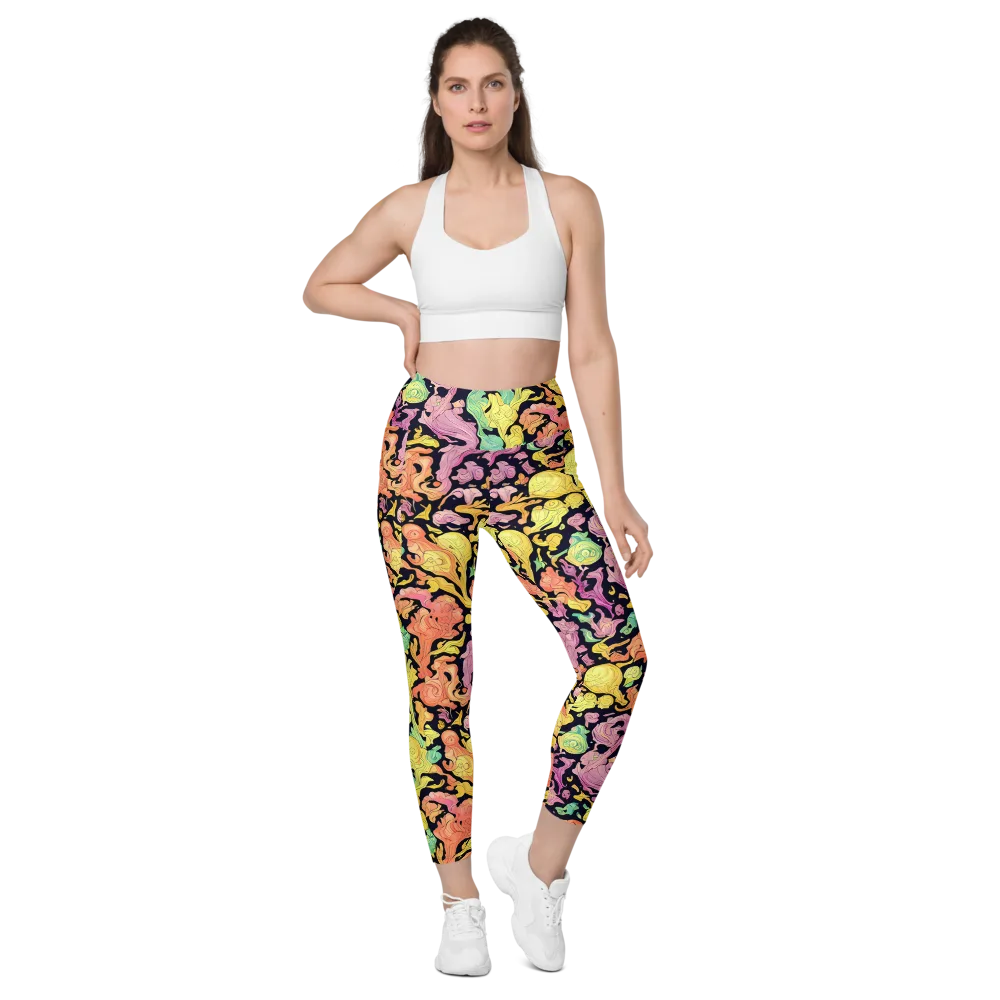 Chromatic Bloom on Leggings with Pockets — Front