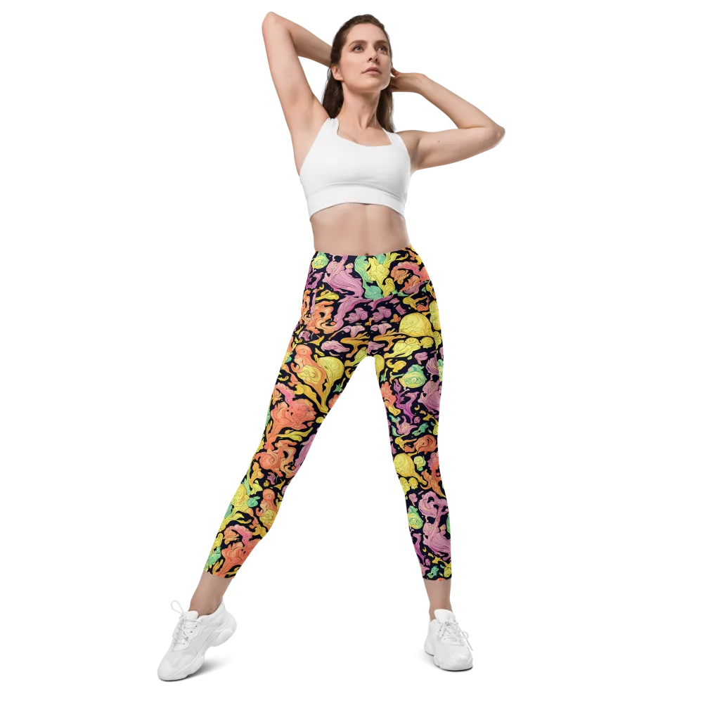 Chromatic Bloom on Leggings with Pockets — Front