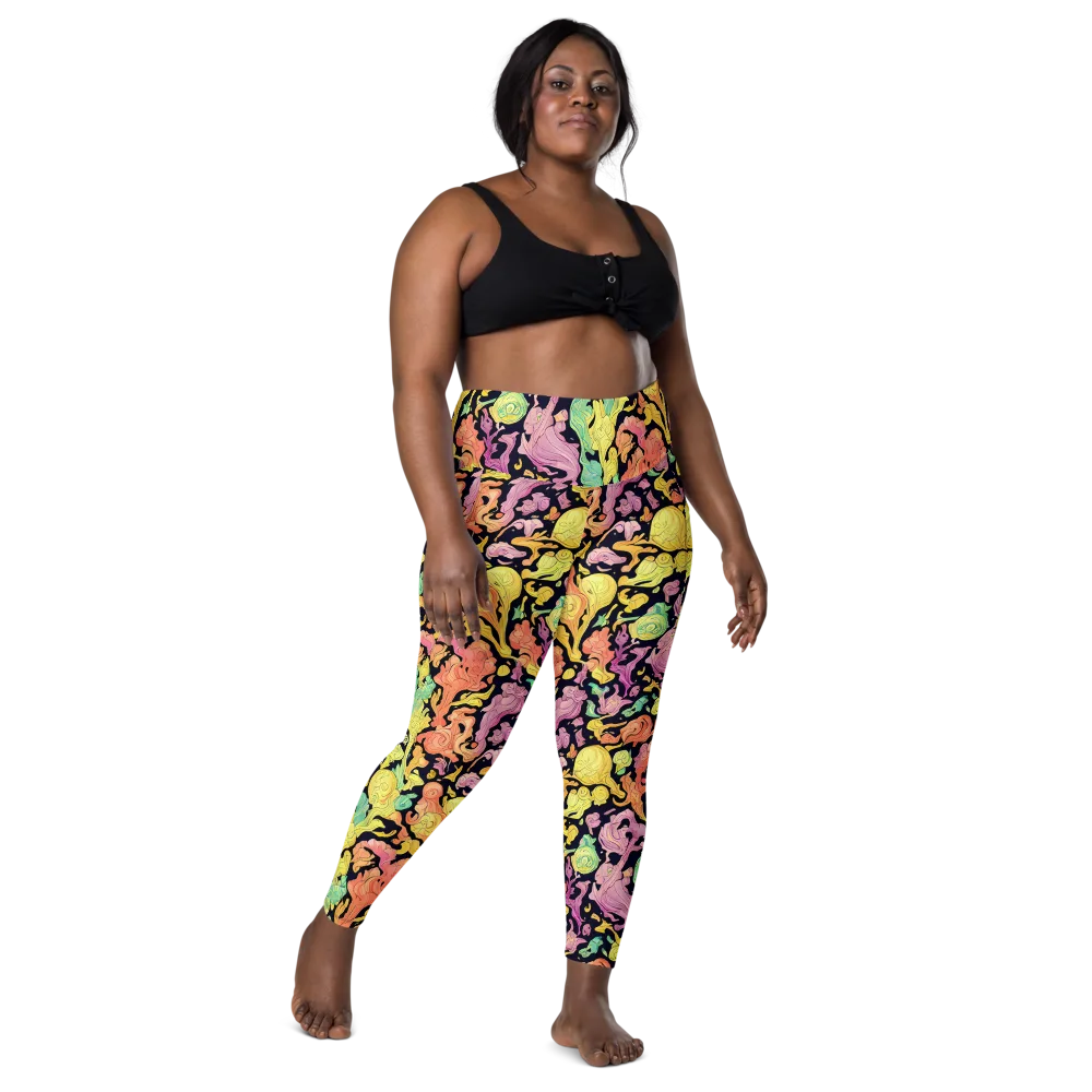 Chromatic Bloom on Leggings with Pockets — Front