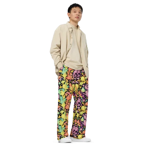 Chromatic Bloom on a Wide-Leg Pants