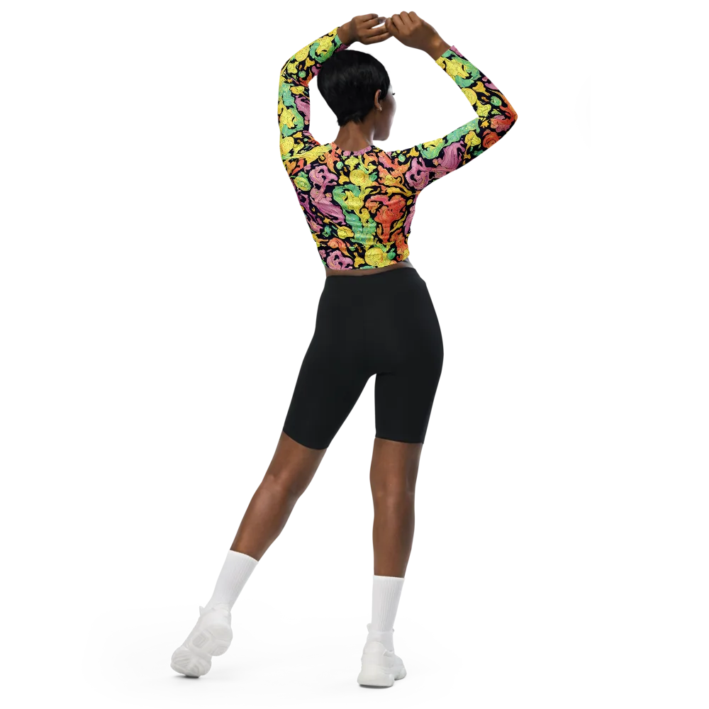 Chromatic Bloom on Long Sleeve Crop Top — Back