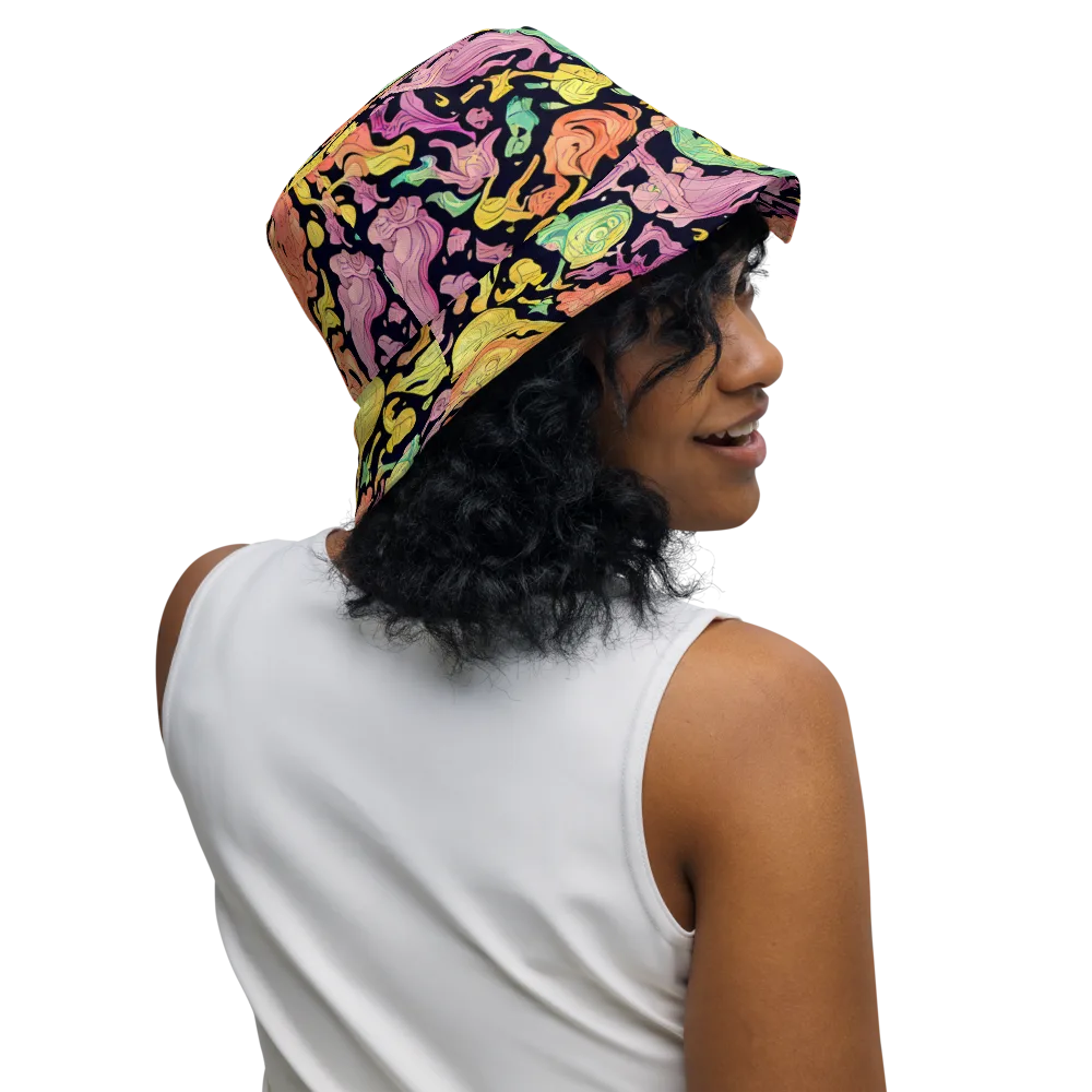 Chromatic Bloom on Reversible Bucket Hat — Right Outside