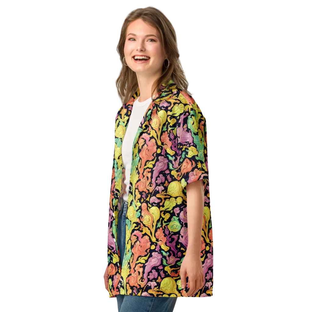 Chromatic Bloom on Button Shirt — Left Front