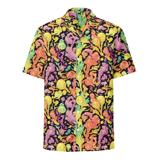 Chromatic Bloom on a Button Shirt