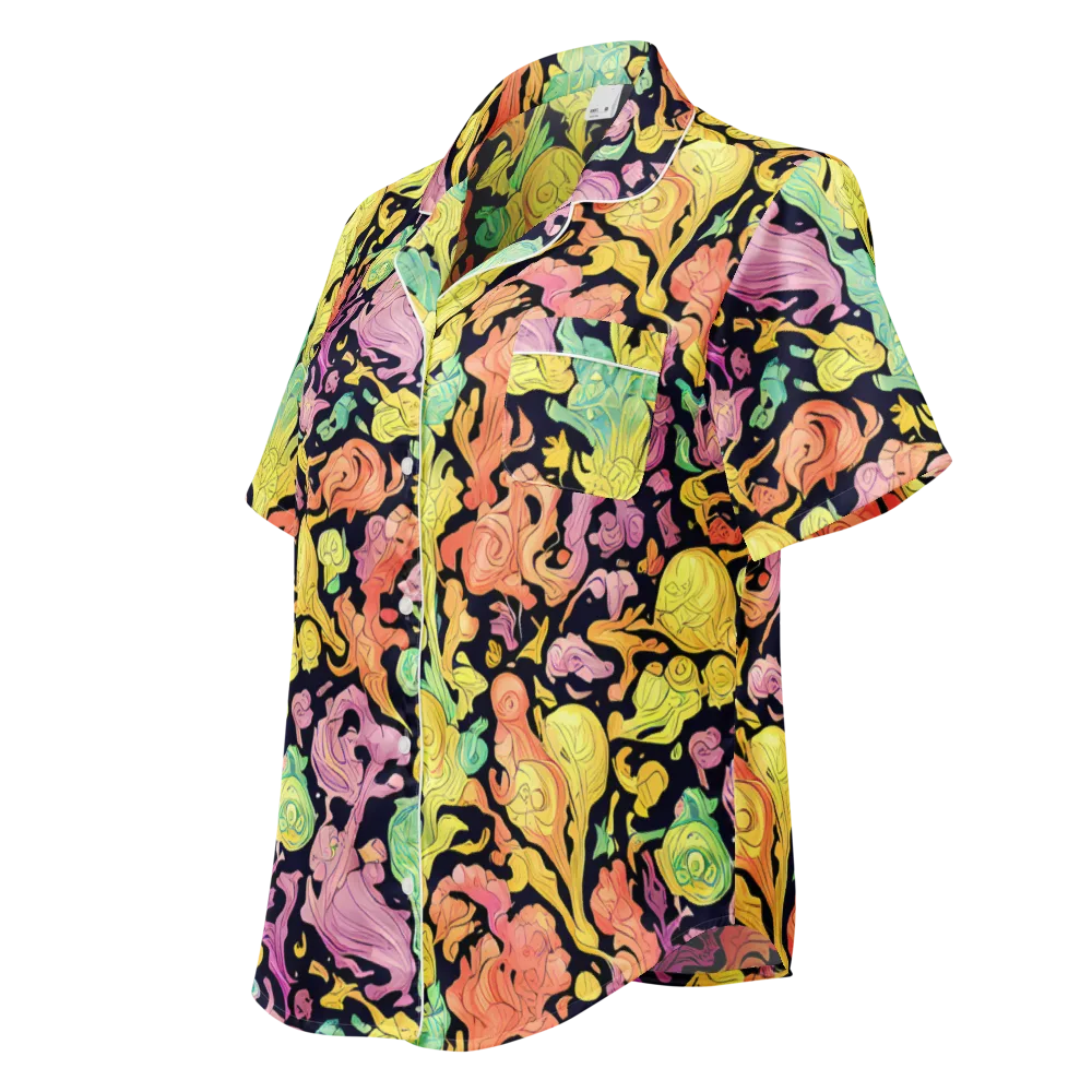 Chromatic Bloom on Women's Short Sleeve Pajama Top — Left Front